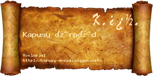 Kapusy Árpád névjegykártya