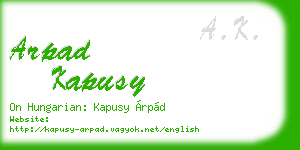 arpad kapusy business card