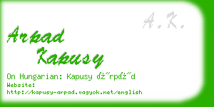 arpad kapusy business card